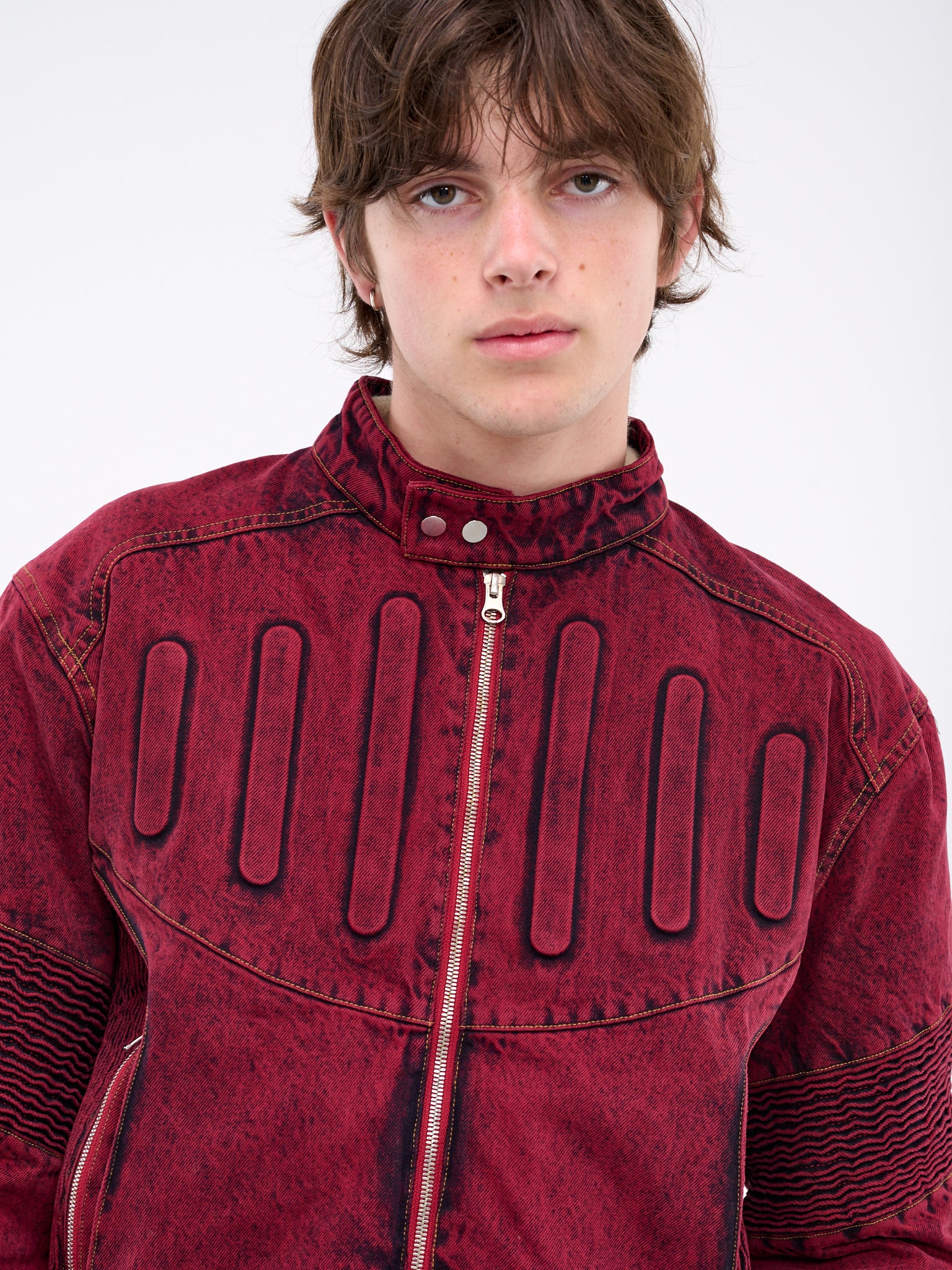 Embossed Denim Jacket (J09-WASHED-RED)
