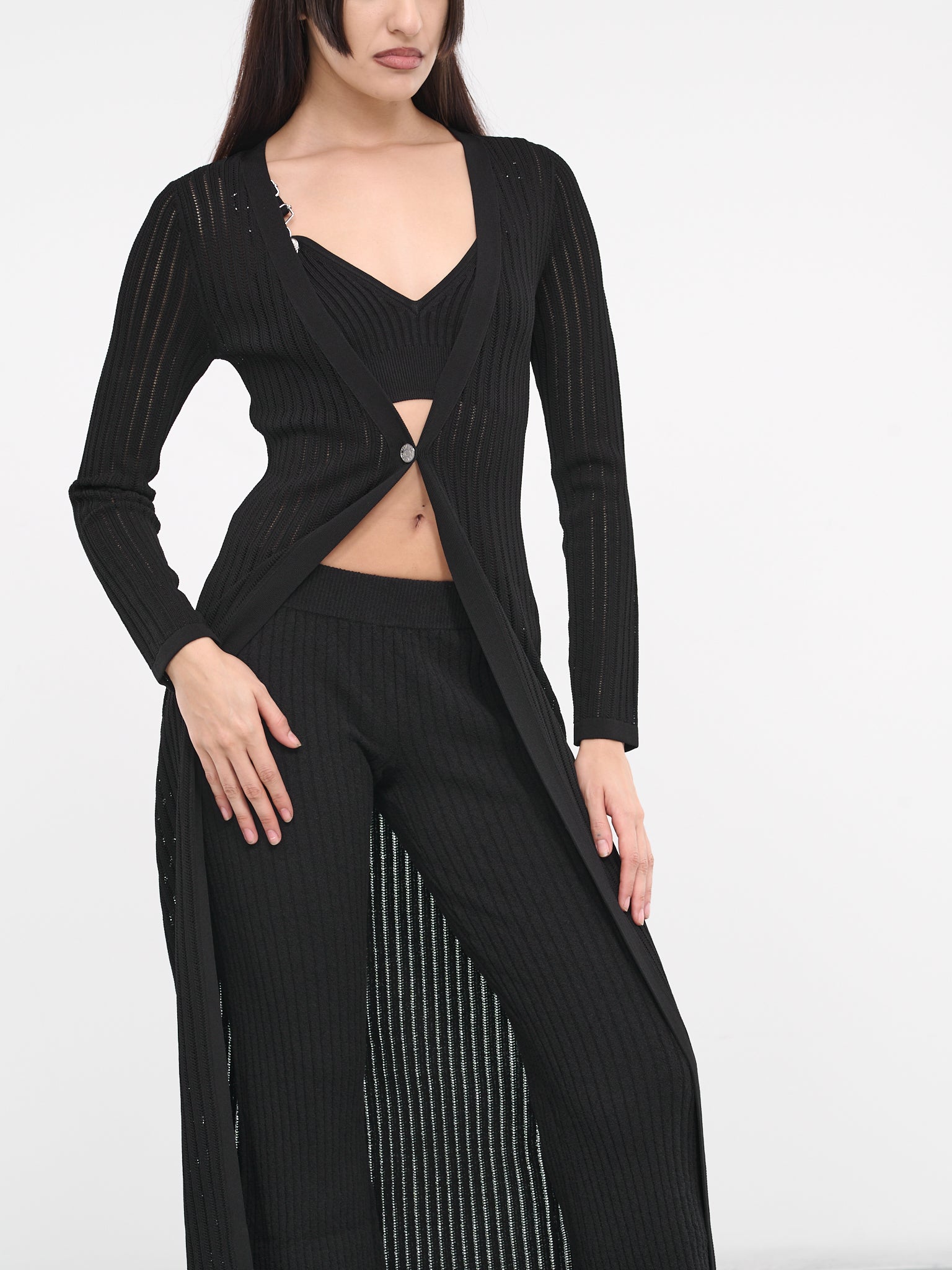 Rib-Knit Maxi Cardigan (J0902-3709-0555-BLACK)