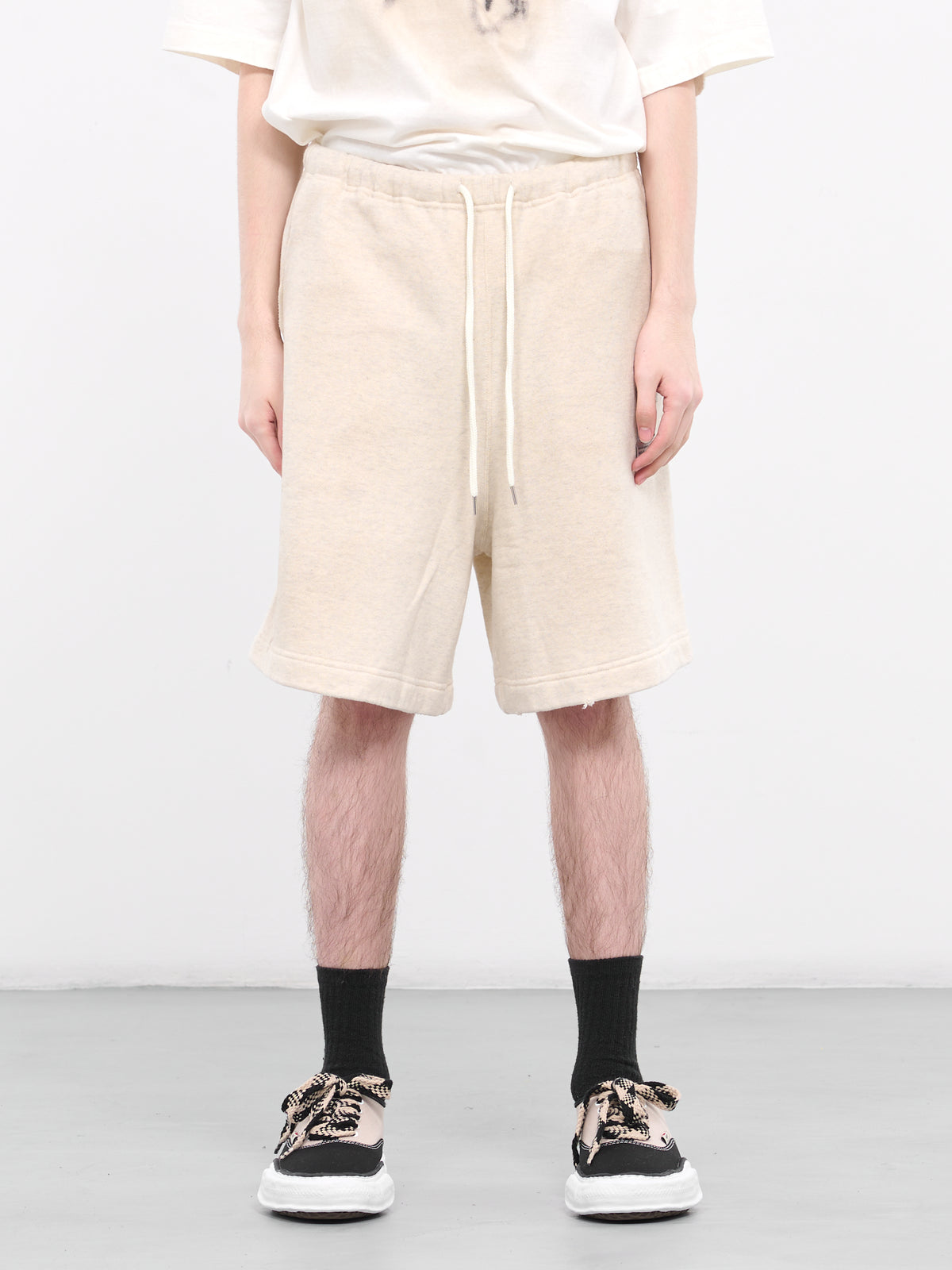 Leather Flap Sweat Shorts (J12SP525-WHITE)
