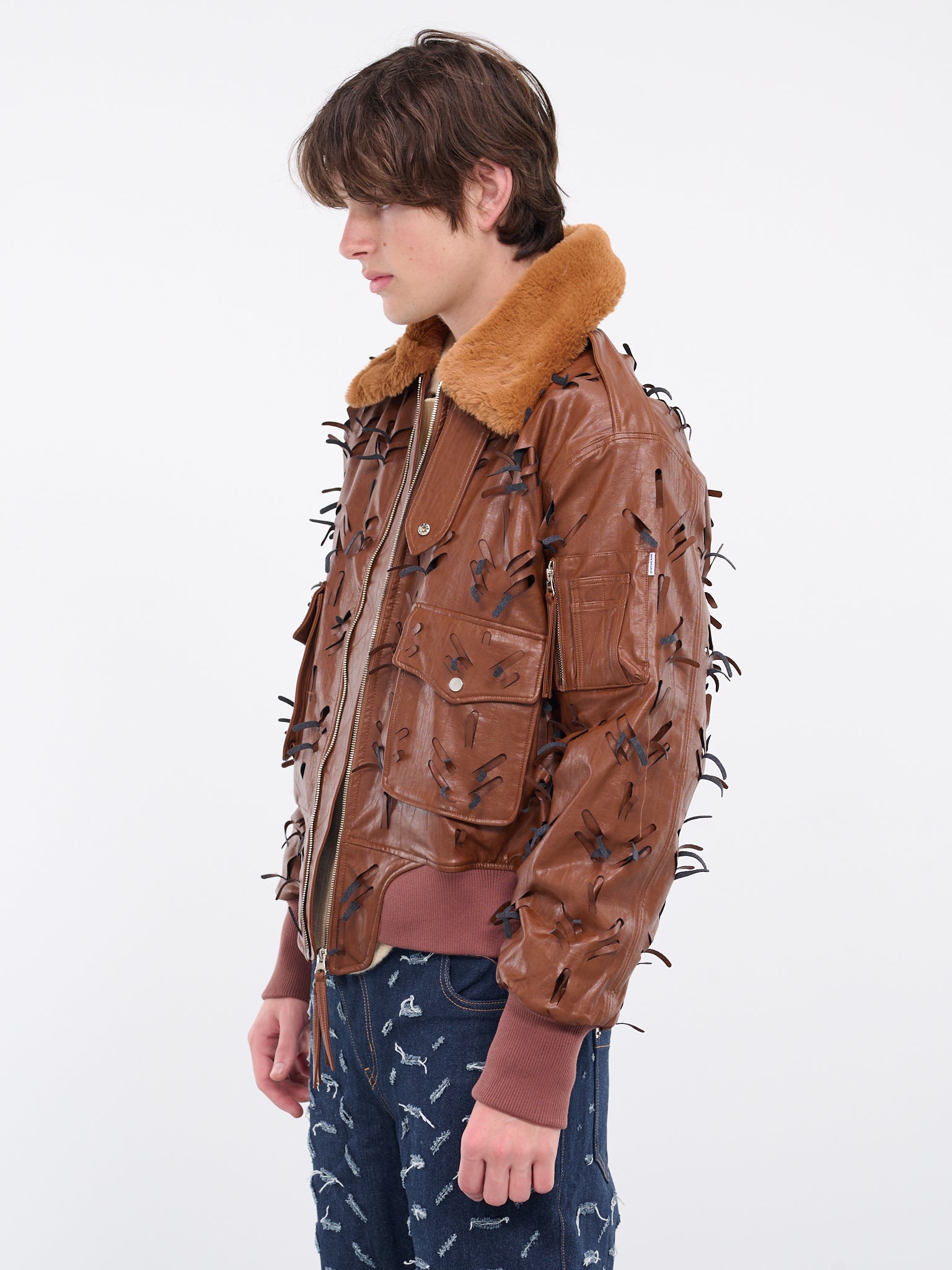 Flight Faux-Leather Jacket (J14-BROWN)