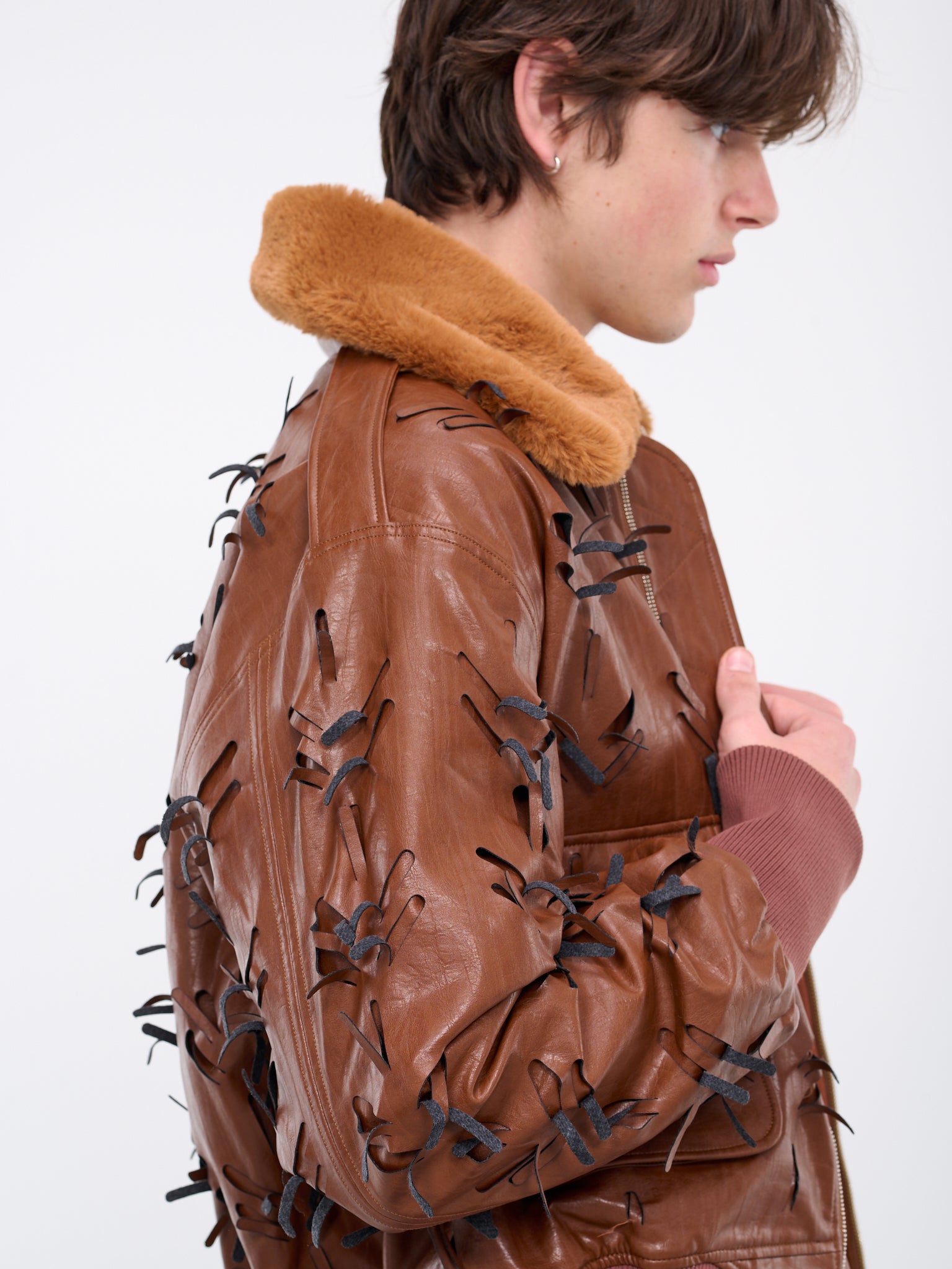 Flight Faux-Leather Jacket (J14-BROWN)