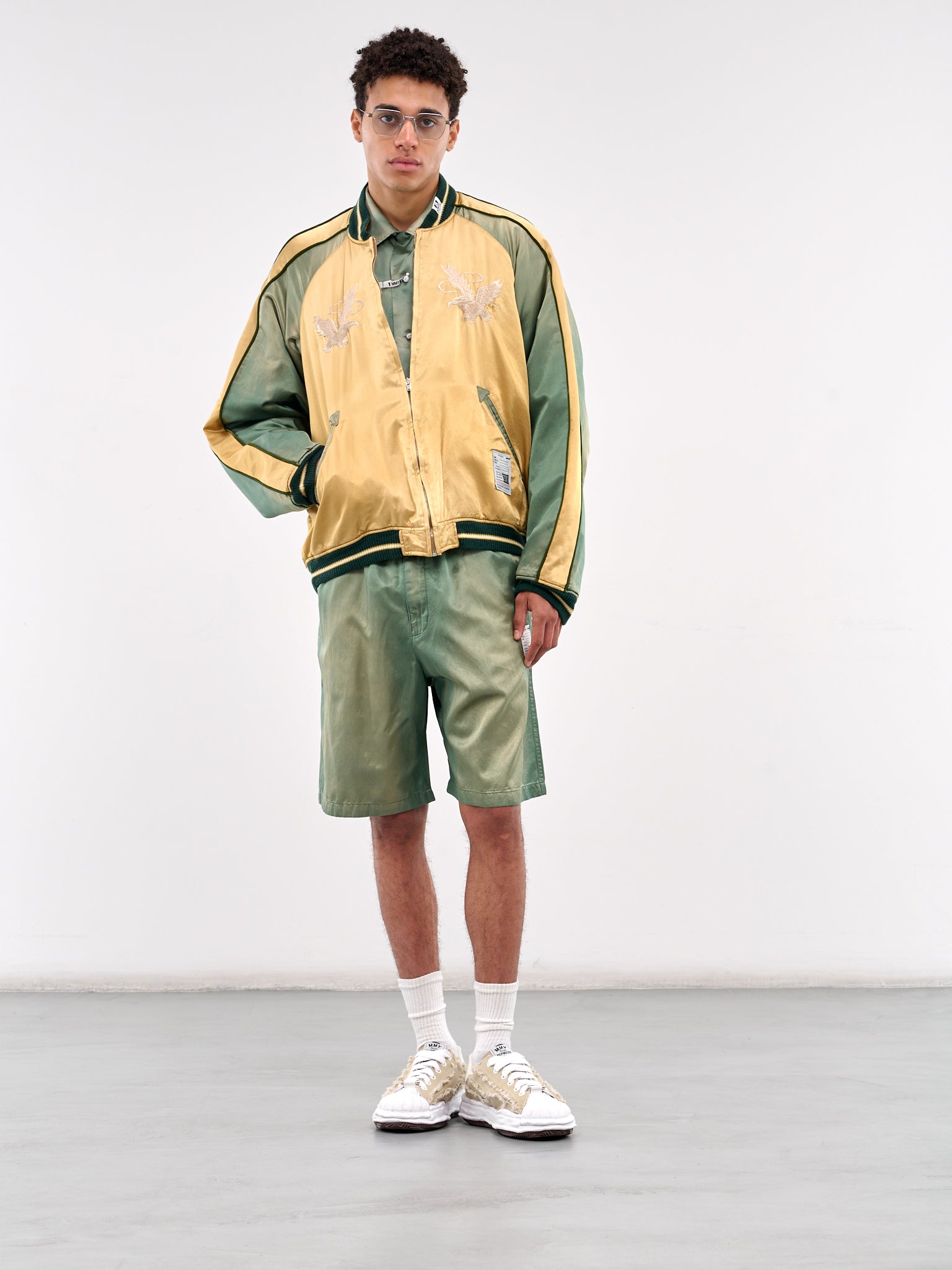 Two-Tone Souvenir Jacket (J14BL141-YELLOW)