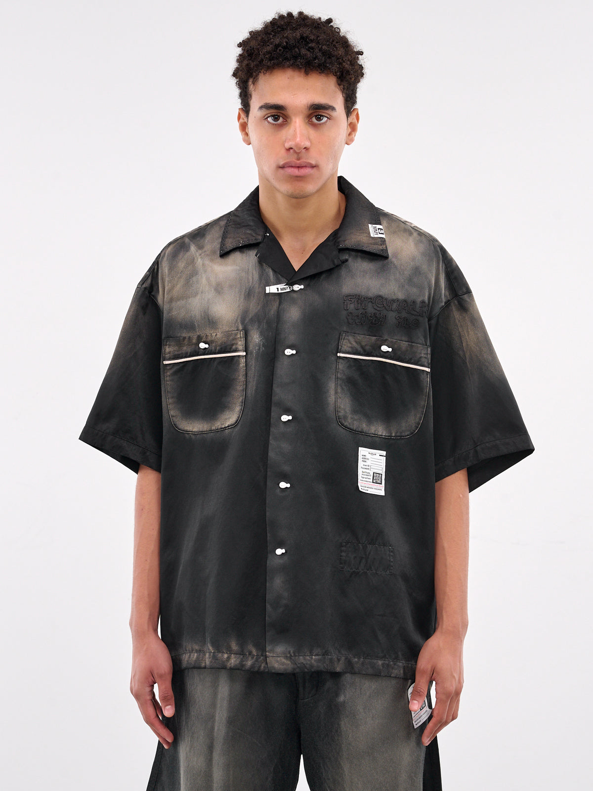 Short Sleeve Button Up Shirt (J14SH186-BLACK)