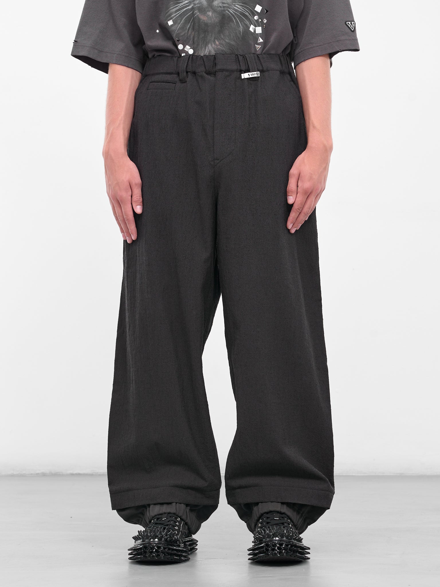 Black Layered Cuffs Wide Trousers (J15PT132-BLACK)