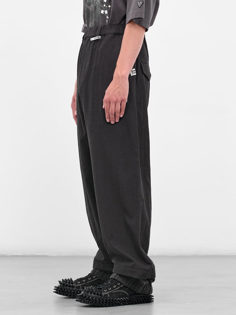 Black Layered Cuffs Wide Trousers (J15PT132-BLACK)