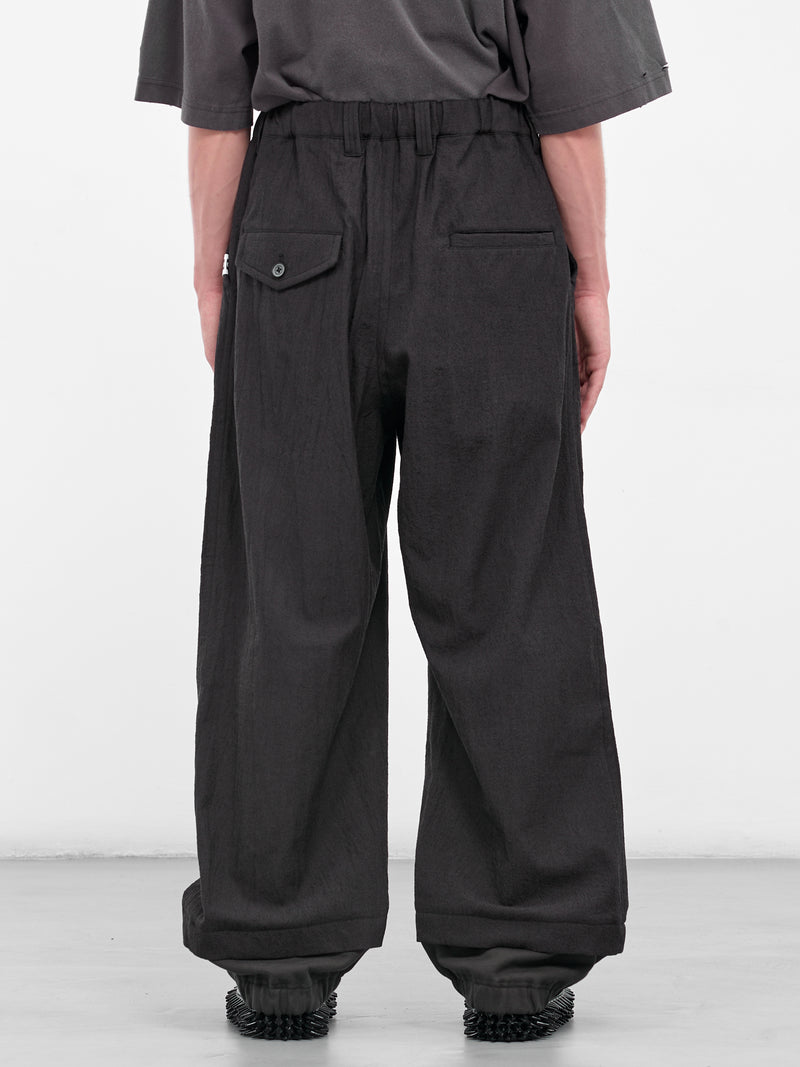 Black Layered Cuffs Wide Trousers (J15PT132-BLACK)