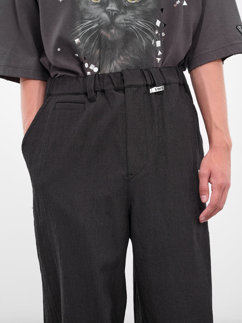 Black Layered Cuffs Wide Trousers (J15PT132-BLACK)