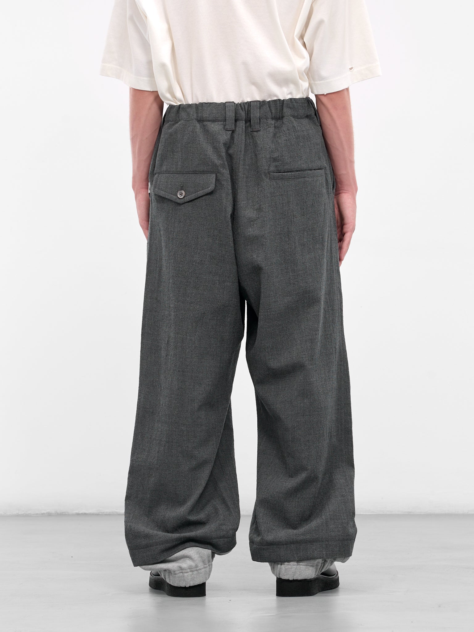 Gray Layered Cuffs Wide Trousers (J15PT132-GRAY)