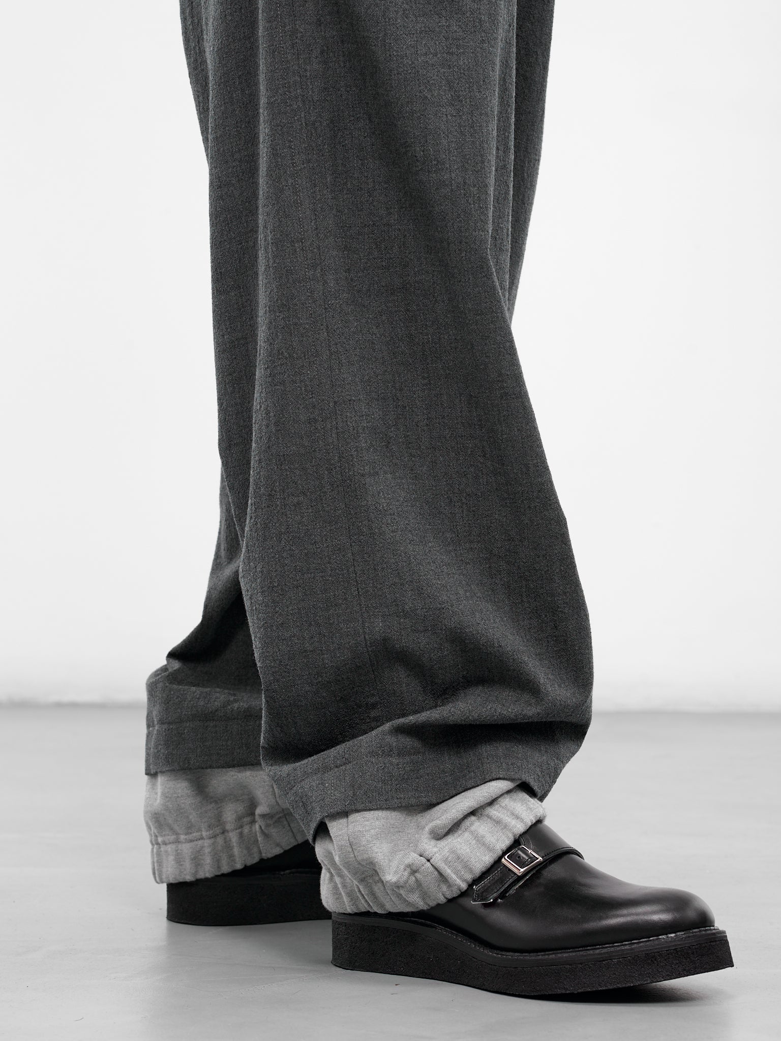 Gray Layered Cuffs Wide Trousers (J15PT132-GRAY)