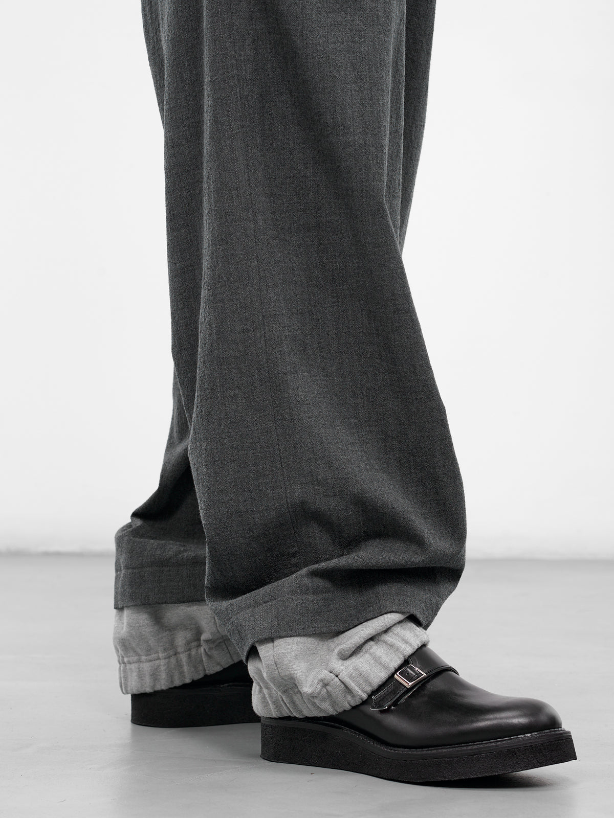 Gray Layered Cuffs Wide Trousers (J15PT132-GRAY)