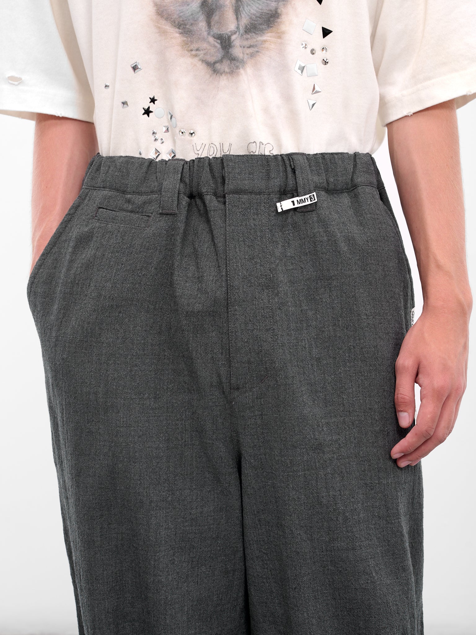 Gray Layered Cuffs Wide Trousers (J15PT132-GRAY)