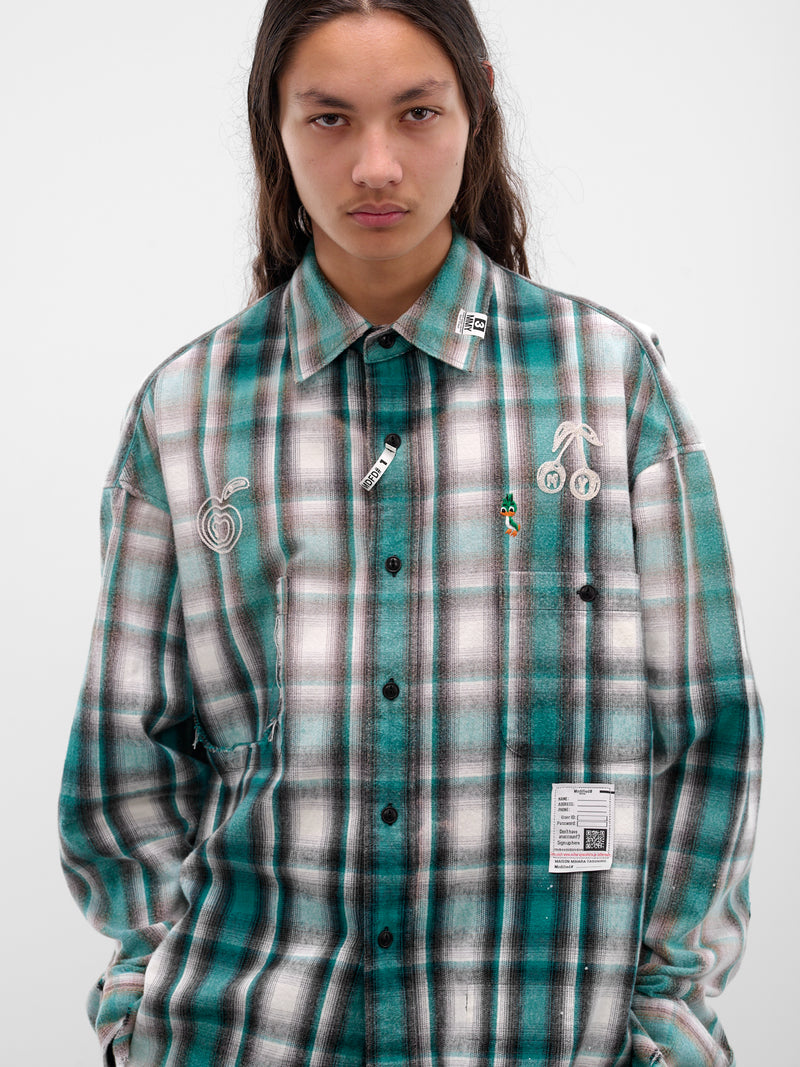Green Plaid Button-Up Shirt (J15SH181-GREEN)