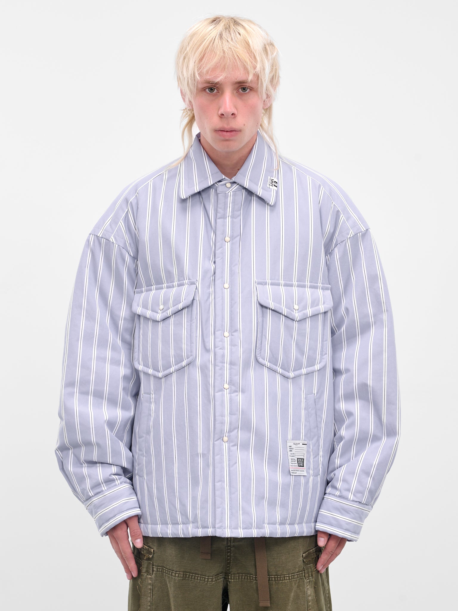 Blue Striped Padded Overshirt (J15SH185-BLUE)