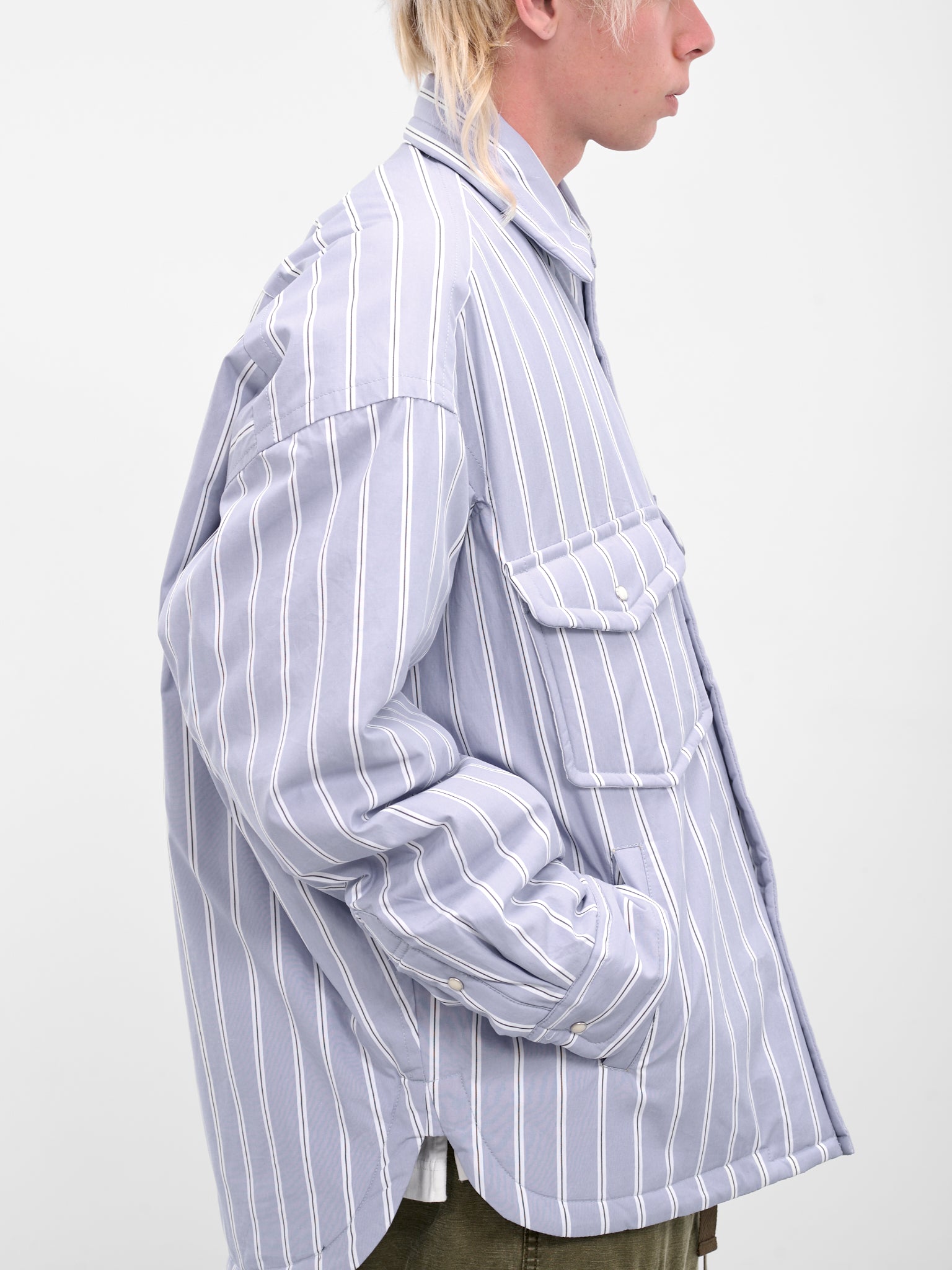 Blue Striped Padded Overshirt (J15SH185-BLUE)