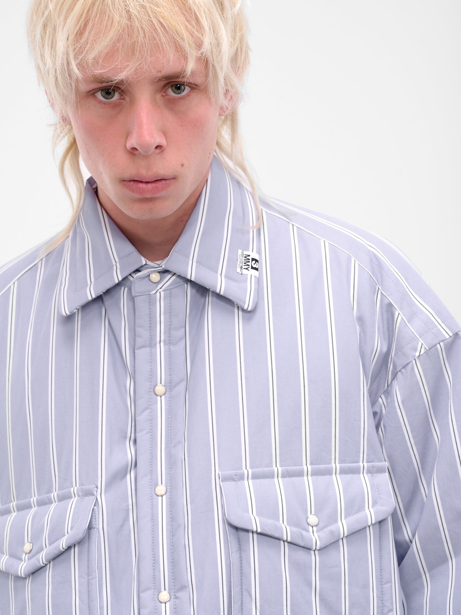 Blue Striped Padded Overshirt (J15SH185-BLUE)