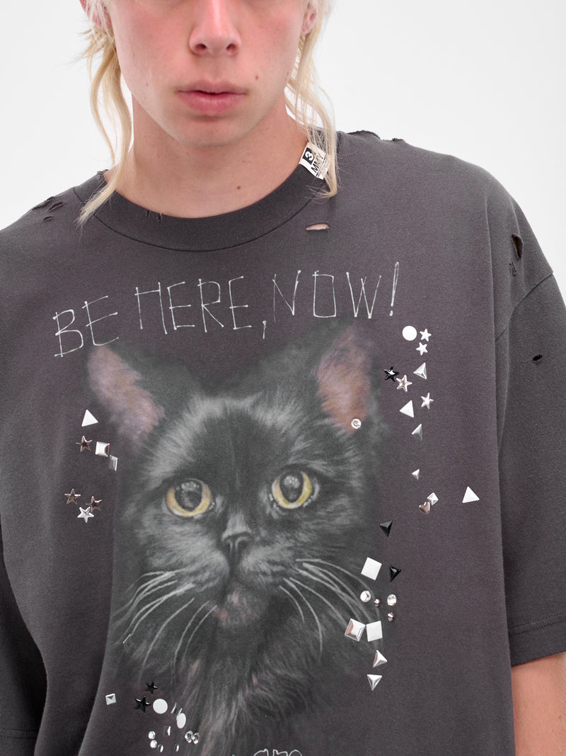 Black Distressed Cat Graphic Tee (J15TS752-BLACK)