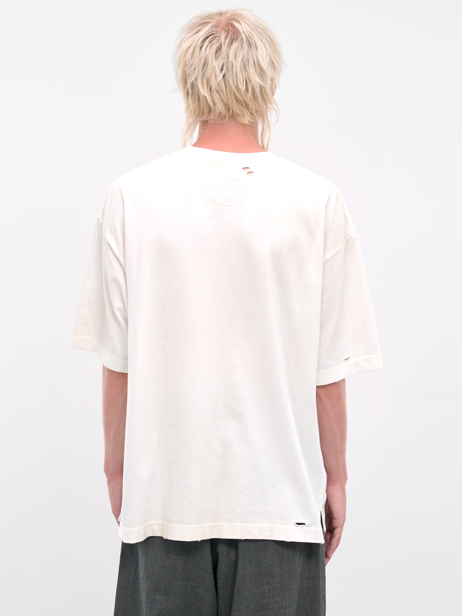 White Distressed Cat Graphic Tee (J15TS752-WHITE)