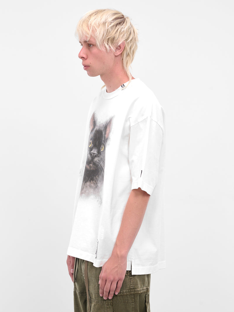 White Cat Graphic Oversized Tee (J15TS762-WHITE)