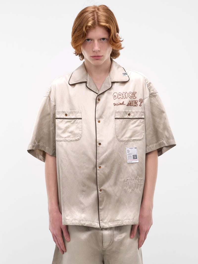 Beige Embroidered Satin Pajama Shirt (J16SH183-BEIGE)