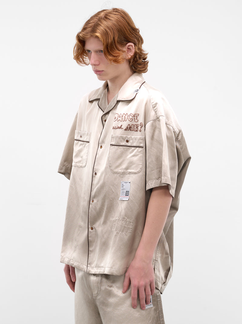 Beige Embroidered Satin Pajama Shirt (J16SH183-BEIGE)