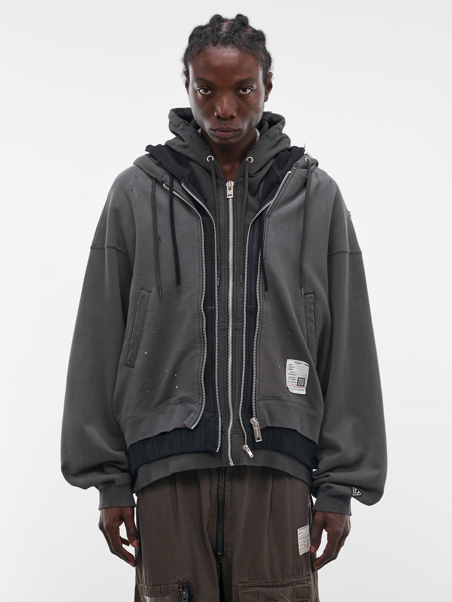 Black Triple Layer Zip Hoodie (J16PK761-BLACK)