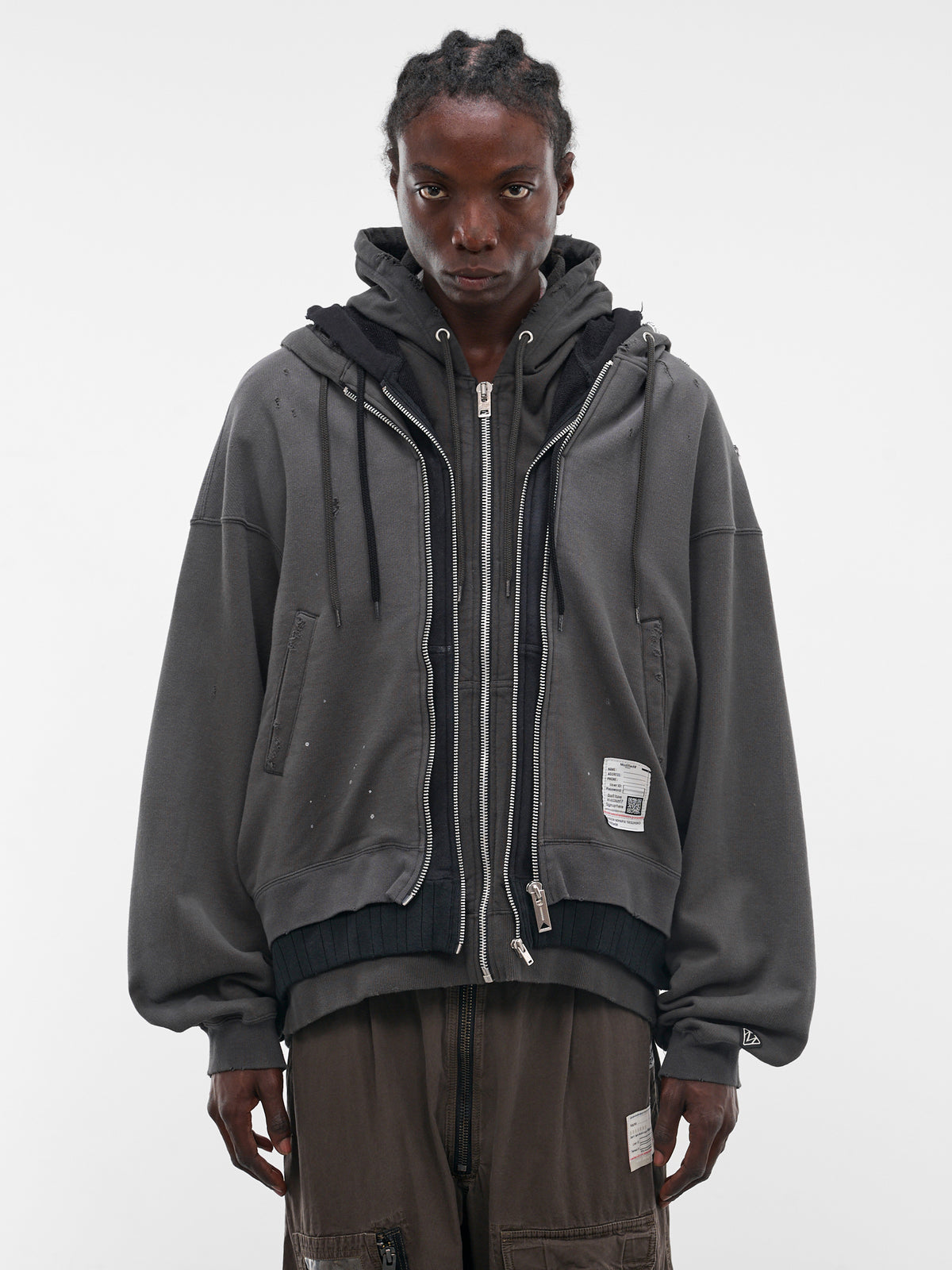 Black Triple Layer Zip Hoodie (J16PK761-BLACK)