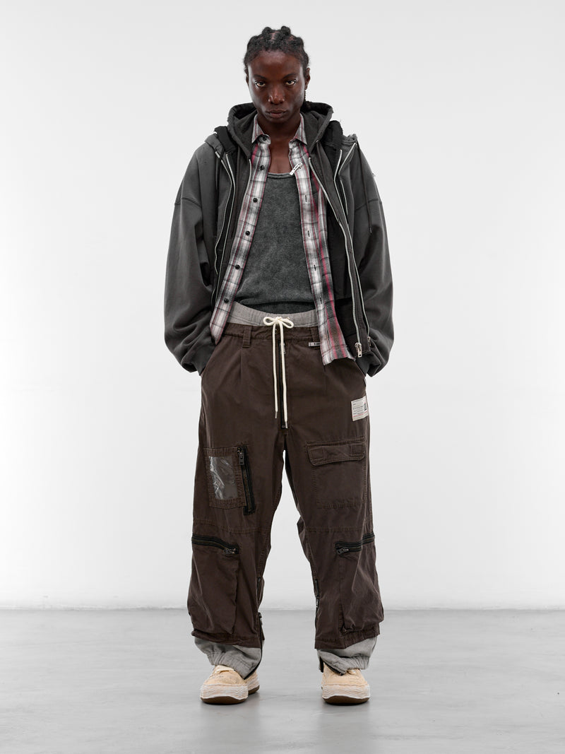 Brown Cotton Layered Cargo Pants (A16PT043-DARK-BROWN)