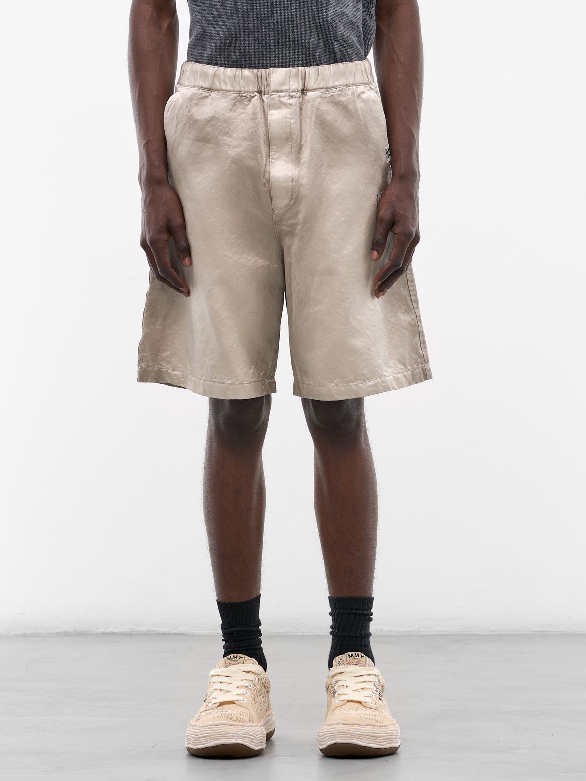 Beige Faded Cotton Shorts (J16PT142-BEIGE)