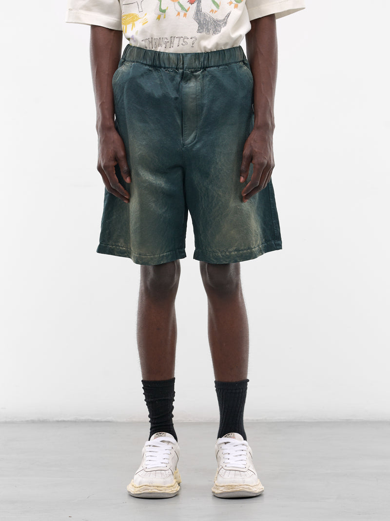 Green Faded Cotton Shorts (J16PT142-DARK-GREEN)