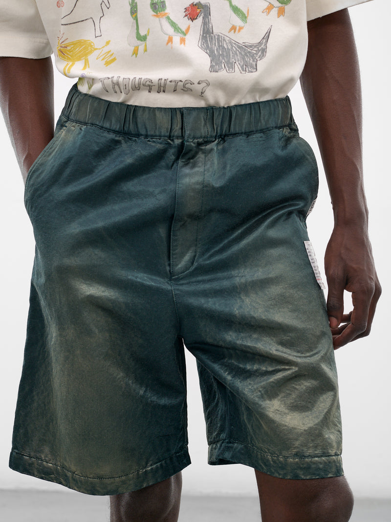 Green Faded Cotton Shorts (J16PT142-DARK-GREEN)