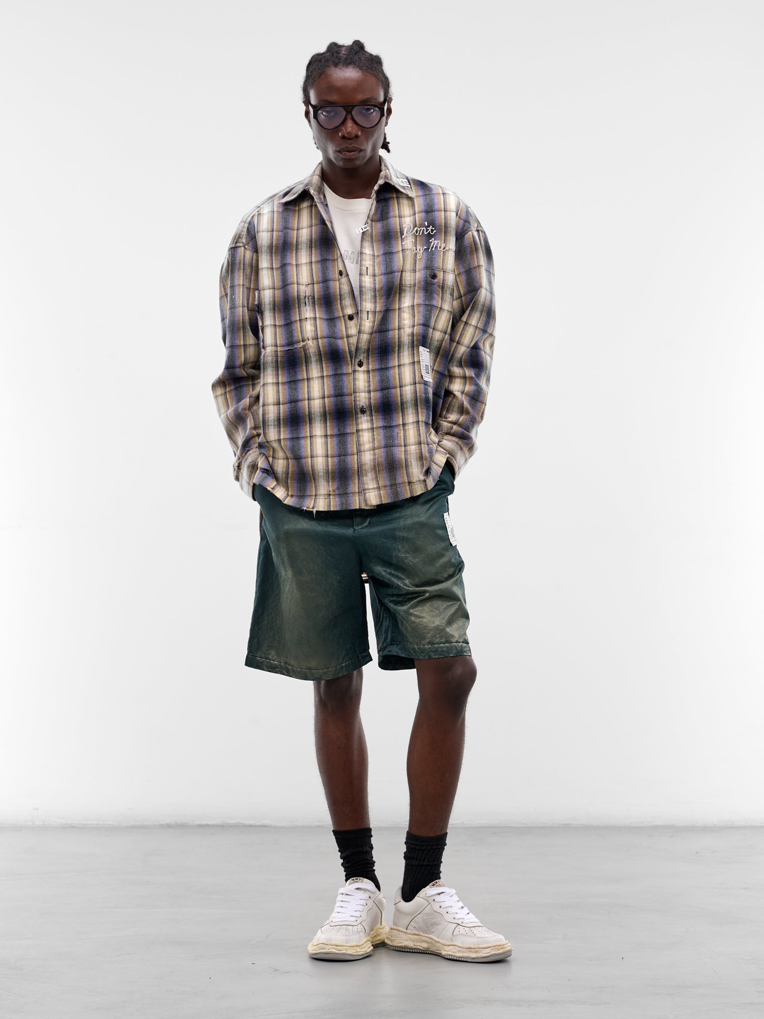 Green Faded Cotton Shorts (J16PT142-DARK-GREEN)