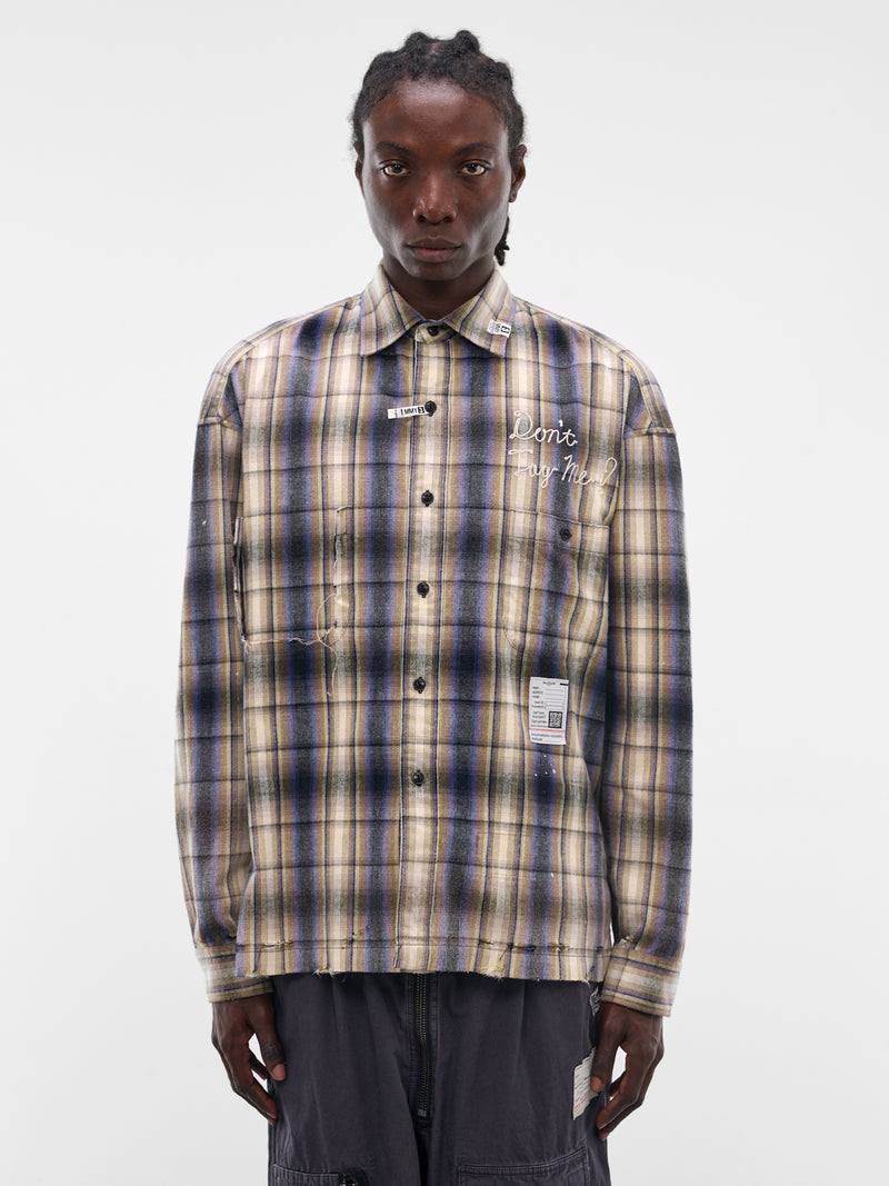 Beige Deconstructed Embroidered Plaid Shirt (J16SH181-BEIGE)