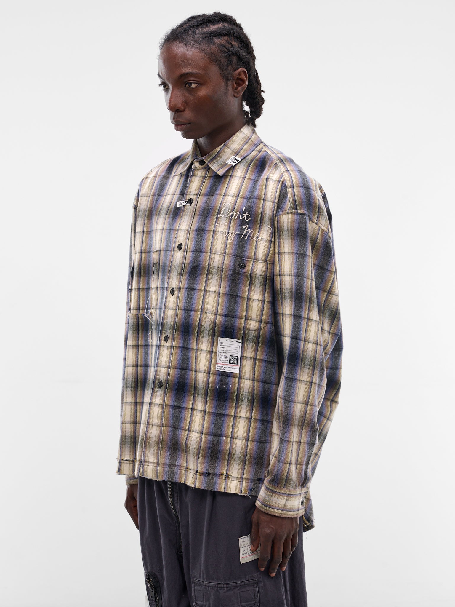 Beige Deconstructed Embroidered Plaid Shirt (J16SH181-BEIGE)