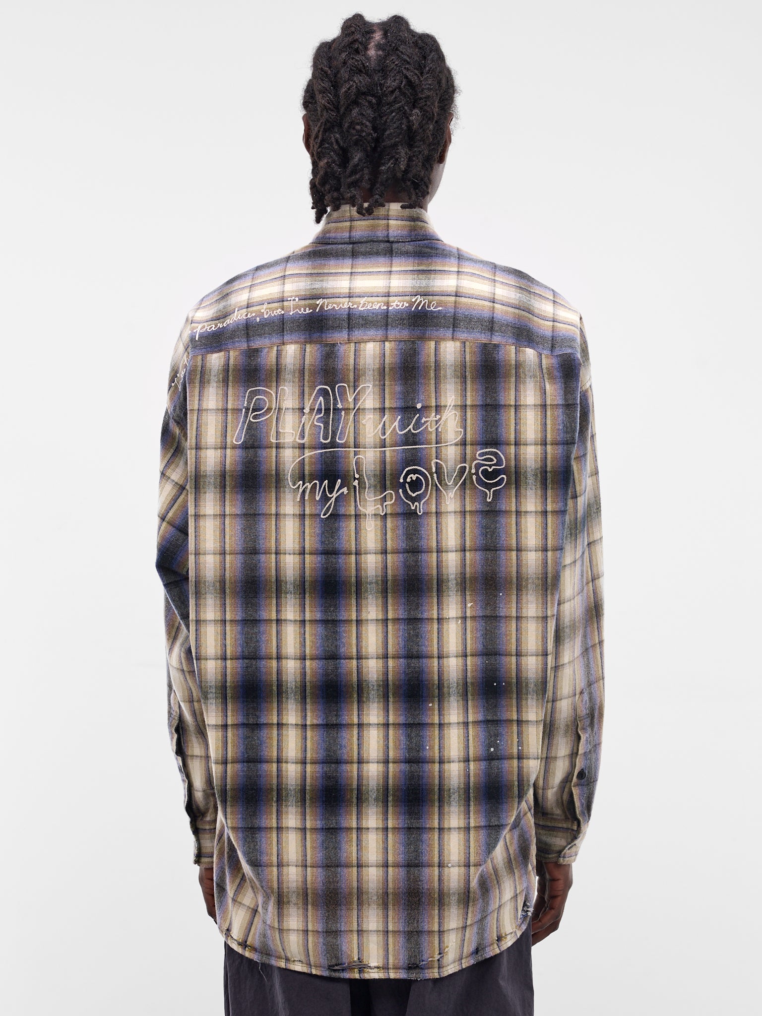 Beige Deconstructed Embroidered Plaid Shirt (J16SH181-BEIGE)