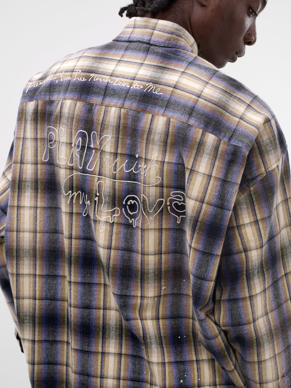 Beige Deconstructed Embroidered Plaid Shirt (J16SH181-BEIGE)