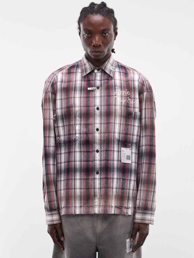 Black Deconstructed Embroidered Plaid Shirt (J16SH181-BLACK)