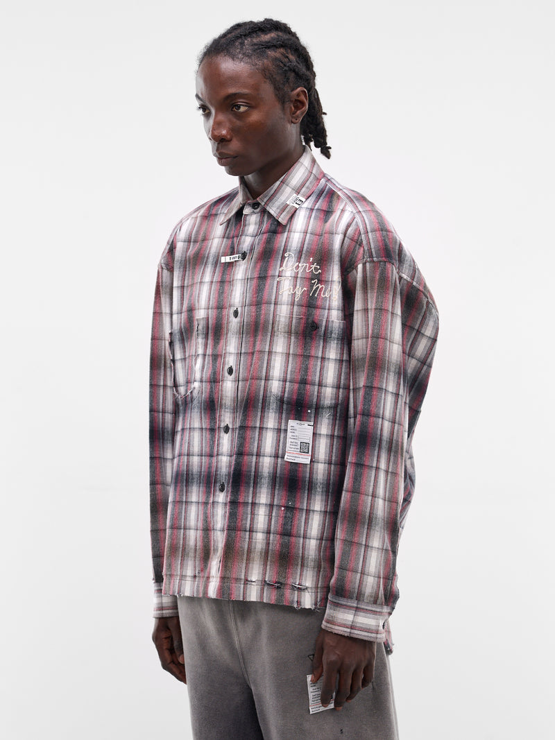 Black Deconstructed Embroidered Plaid Shirt (J16SH181-BLACK)
