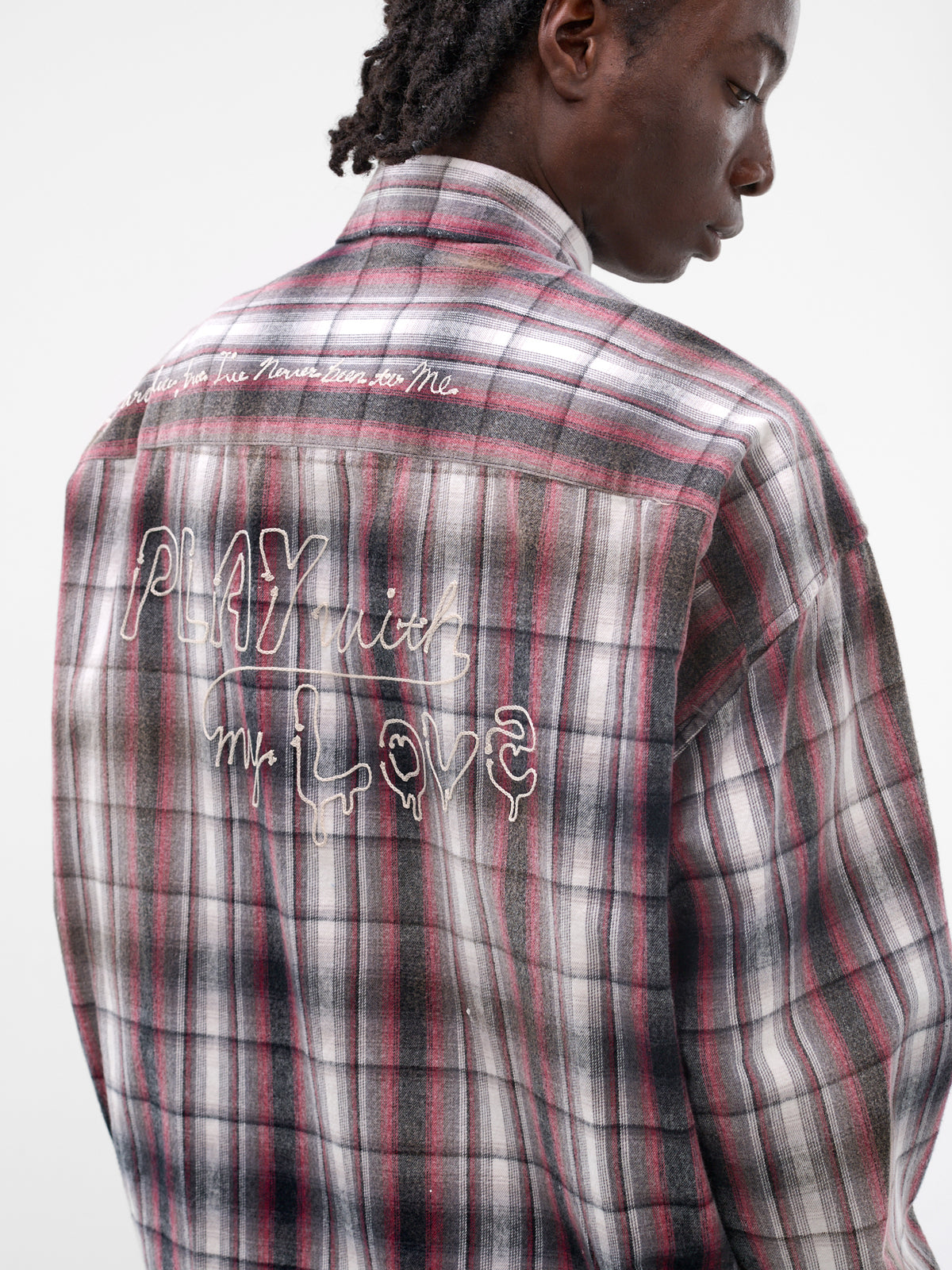 Black Deconstructed Embroidered Plaid Shirt (J16SH181-BLACK)