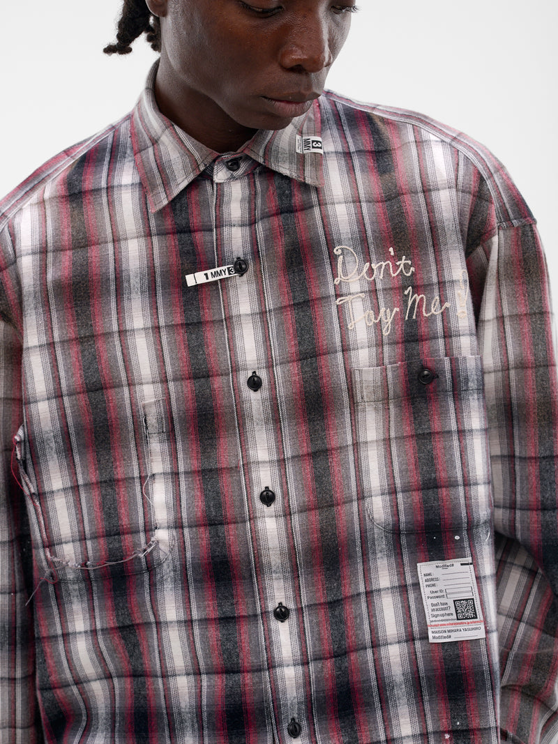 Black Deconstructed Embroidered Plaid Shirt (J16SH181-BLACK)