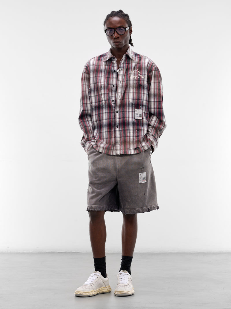 Black Deconstructed Embroidered Plaid Shirt (J16SH181-BLACK)