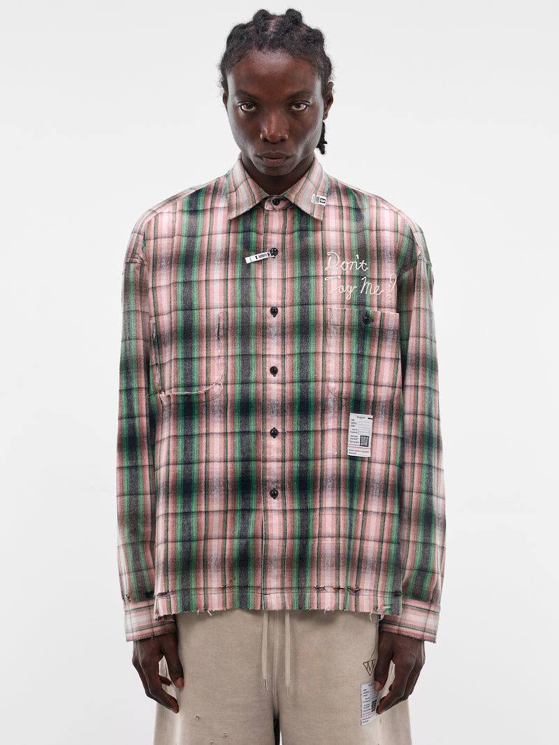 Pink Deconstructed Embroidered Plaid Shirt (J16SH181-PINK)