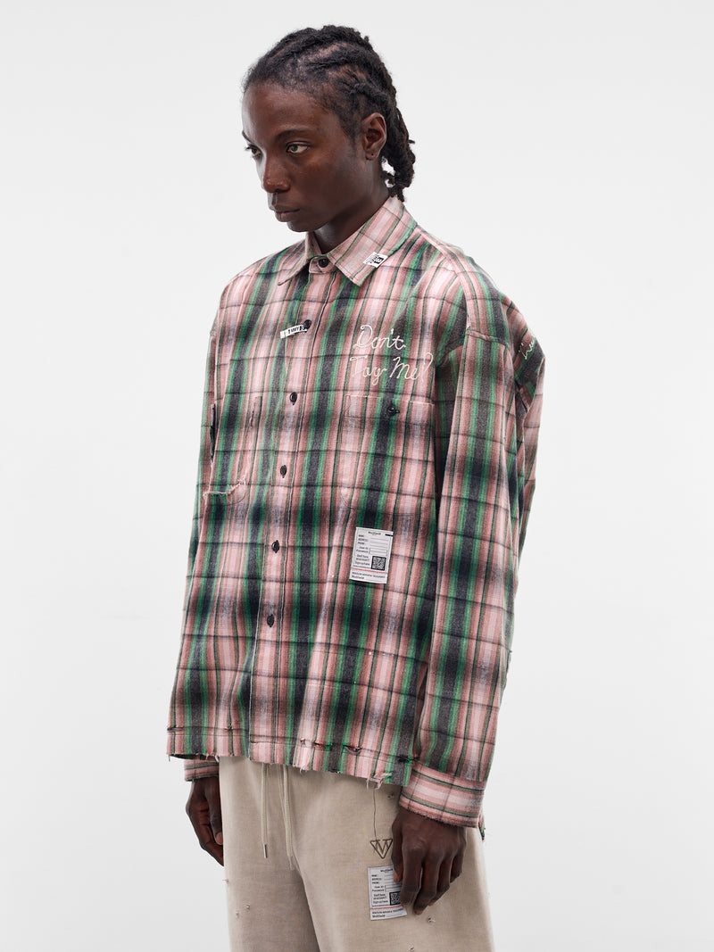 Pink Deconstructed Embroidered Plaid Shirt (J16SH181-PINK)