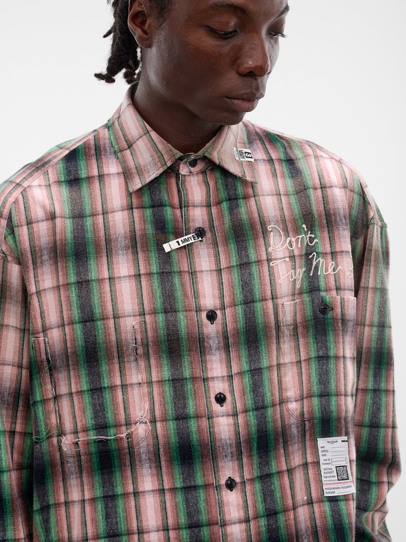 Pink Deconstructed Embroidered Plaid Shirt (J16SH181-PINK)