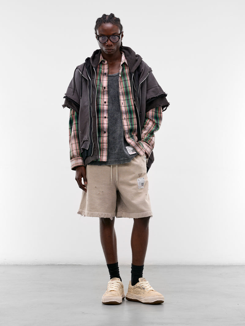 Beige Distressed Faded Sweat Shorts (J16SP724-BEIGE)