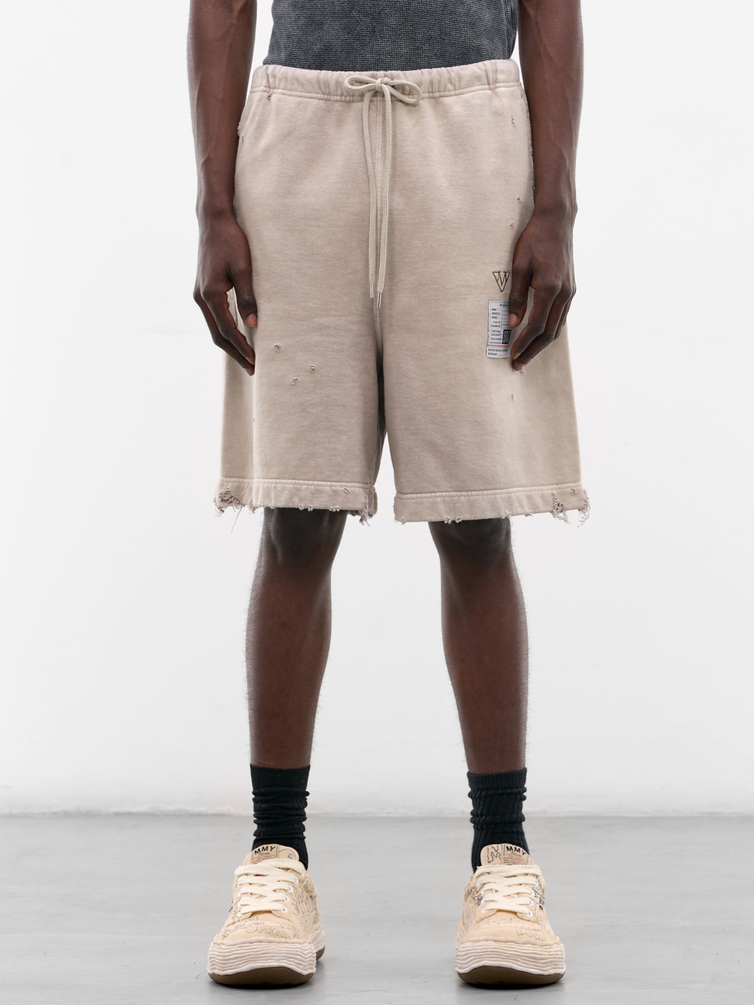Beige Distressed Faded Sweat Shorts (J16SP724-BEIGE)