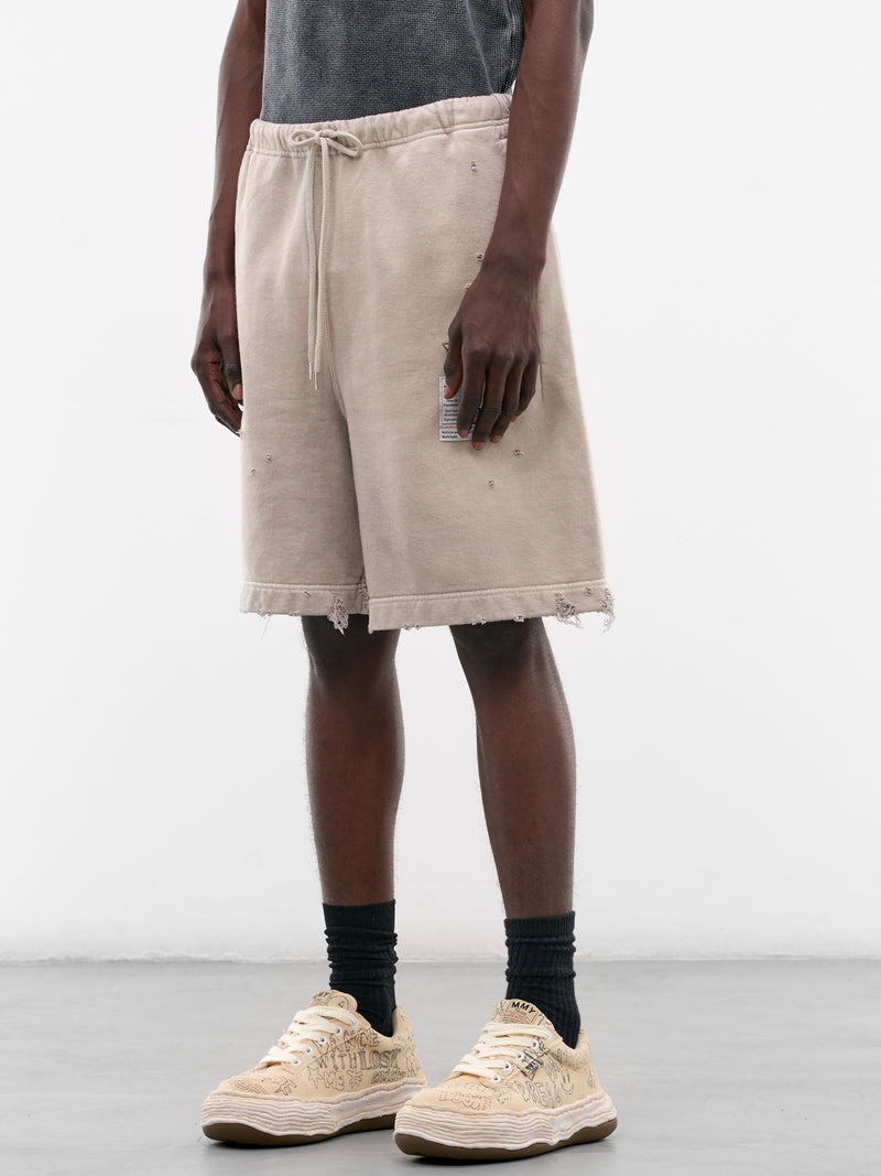 Beige Distressed Faded Sweat Shorts (J16SP724-BEIGE)