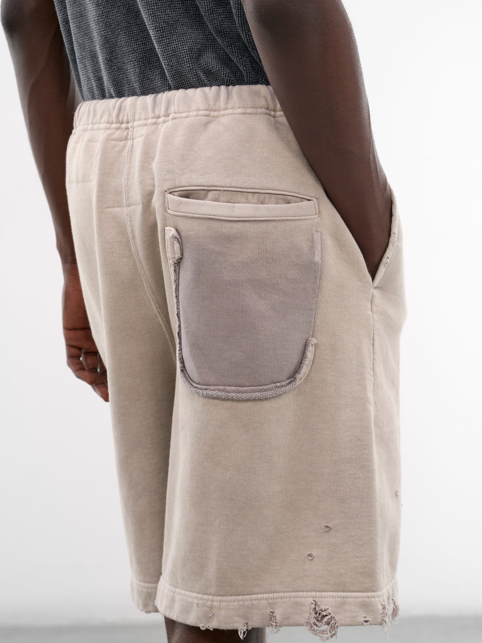 Beige Distressed Faded Sweat Shorts (J16SP724-BEIGE)