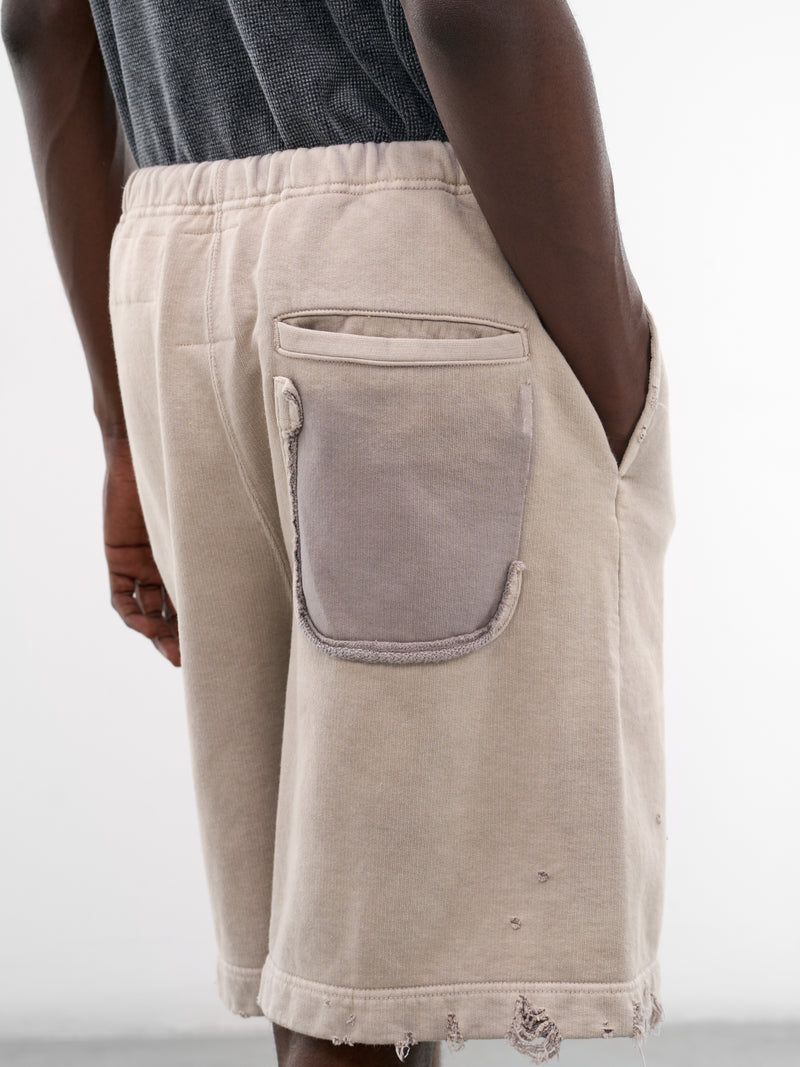 Beige Distressed Faded Sweat Shorts (J16SP724-BEIGE)