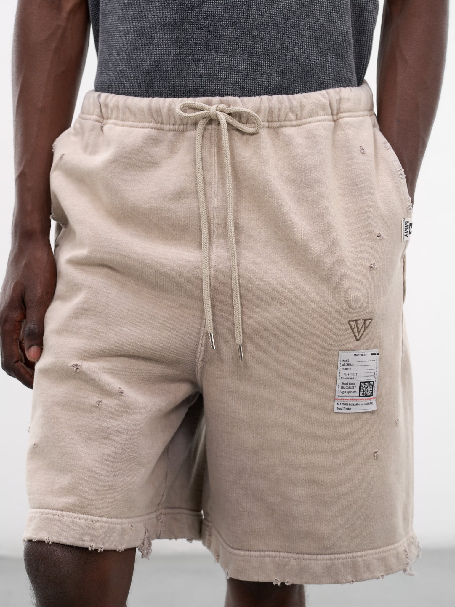 Beige Distressed Faded Sweat Shorts (J16SP724-BEIGE)