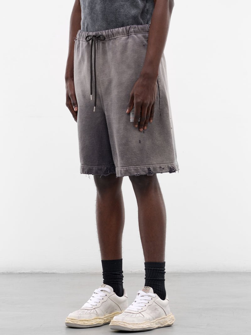 Black Distressed Faded Sweat Shorts (J16SP724-BLACK)